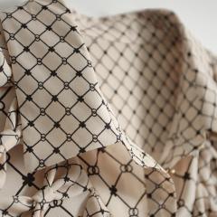 女装优雅蝴蝶结细格纹翻领衬衫