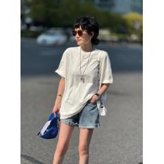 圆领大版短袖T恤女宽松欧洲站春夏新款欧货女装时尚懒人上衣