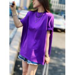 圆领大版短袖T恤女宽松欧洲站春夏新款欧货女装时尚懒人上衣