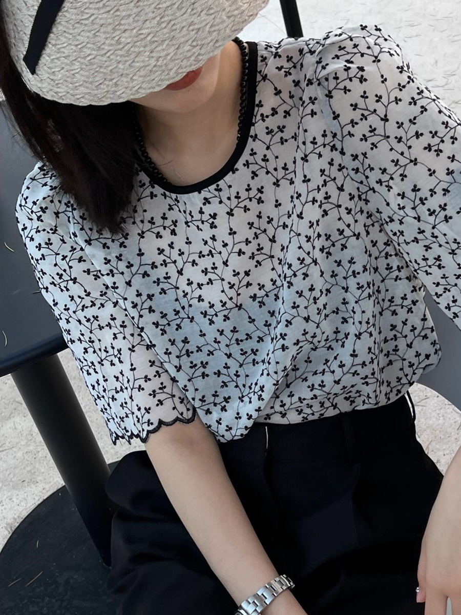小碎花短袖T恤女欧洲站夏装新款欧货女装时尚洋气韩版上衣潮