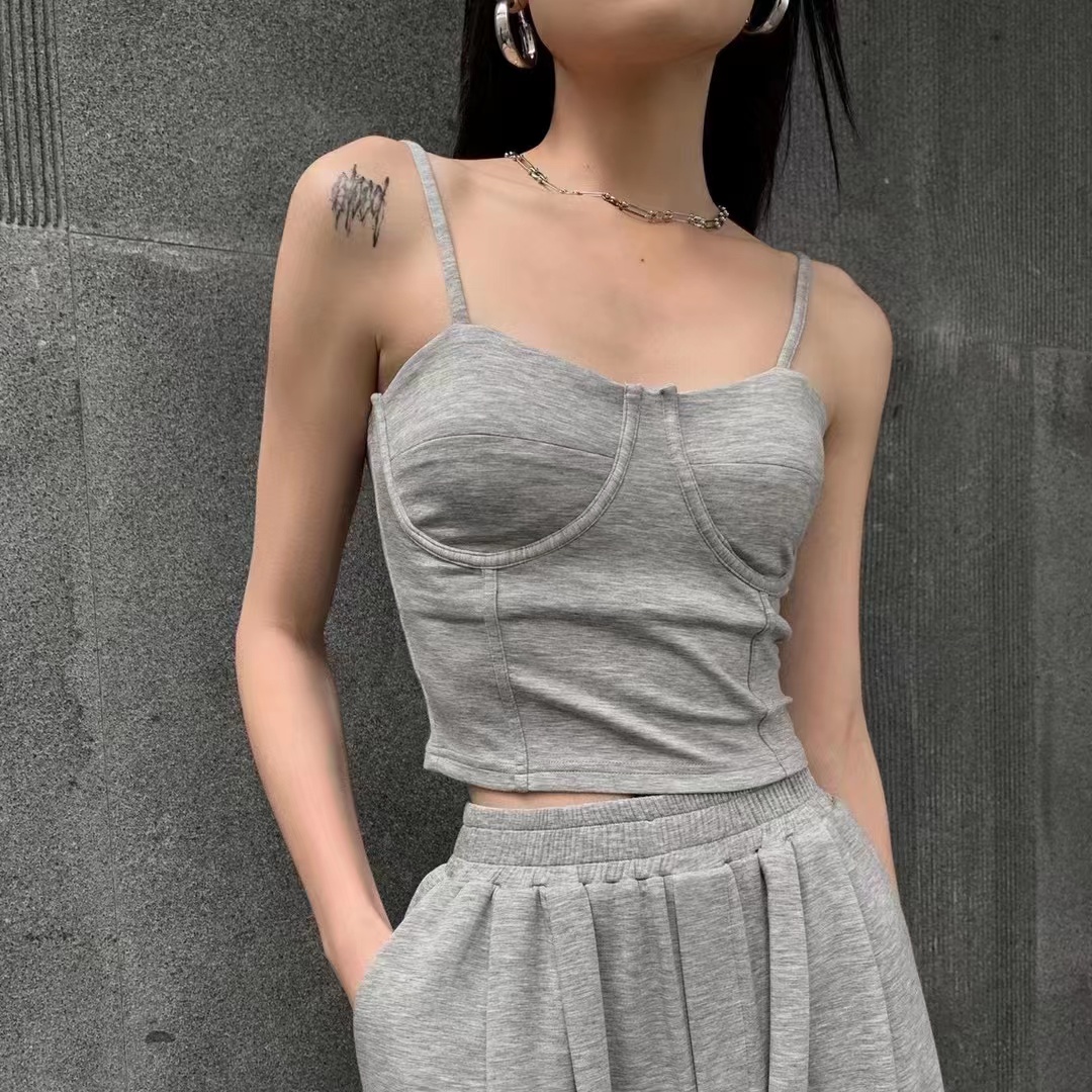 新款韩版高腰短款背心吊带女性感无袖内搭上衣女ins