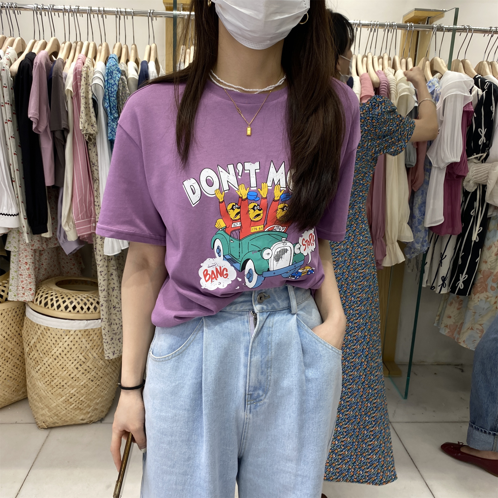 夏新款韩版流行ins休闲百搭显瘦宽松印花短袖上衣T恤女