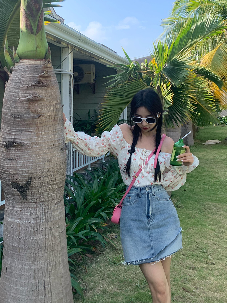 高腰牛仔半身裙女夏小个子显瘦a字裙不规则辣妹短裙