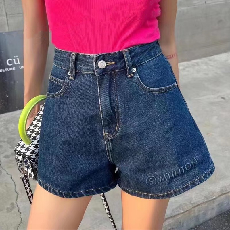 夏季新款高腰显瘦设计感3D字母印花热裤