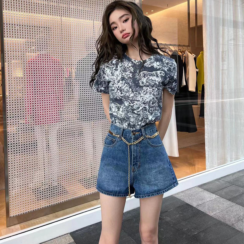 蓝色牛仔超短裤女高腰夏新款欧洲站显瘦显腿长潮牌欧货裤子