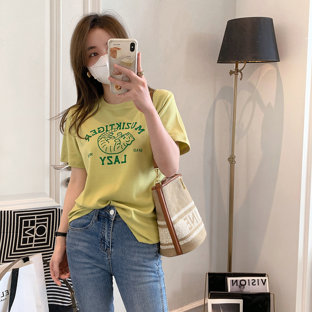 新款春夏女装韩版时尚修身洋气青春字母印花上衣女