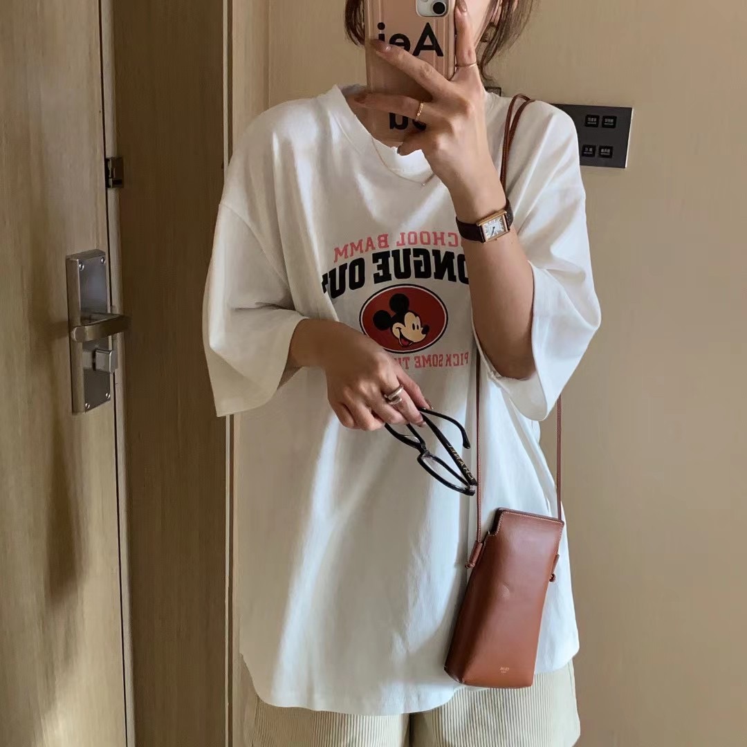 夏季新款卡通字母韩版宽松显瘦百搭印花休闲圆领短袖T恤