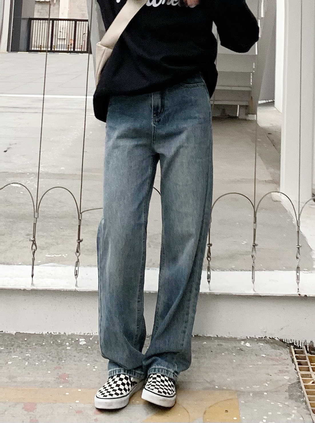 夏季新款宽松复古高腰阔腿拖地裤女小个子