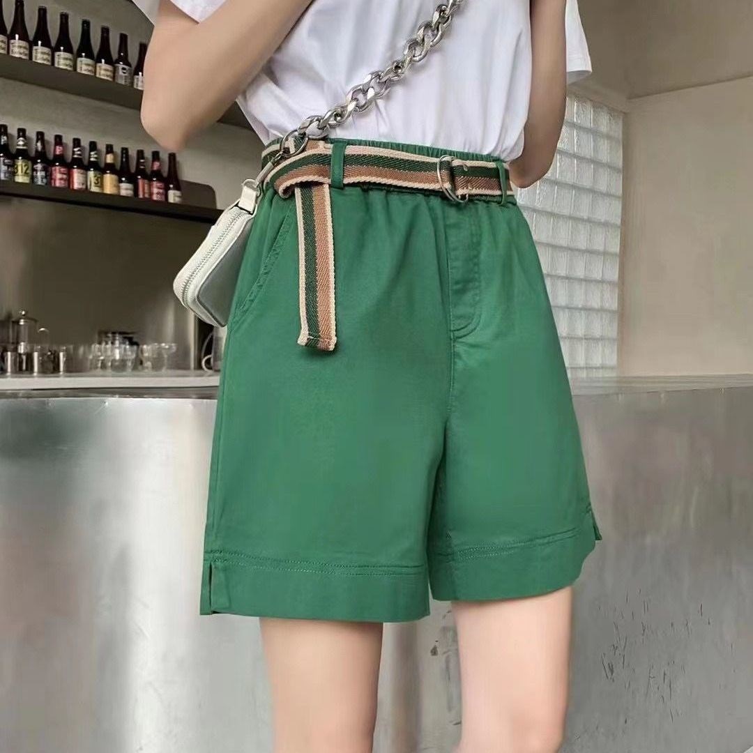 欧洲站高腰五分休闲短裤女水洗新款春夏时尚洋气百搭直筒中裤