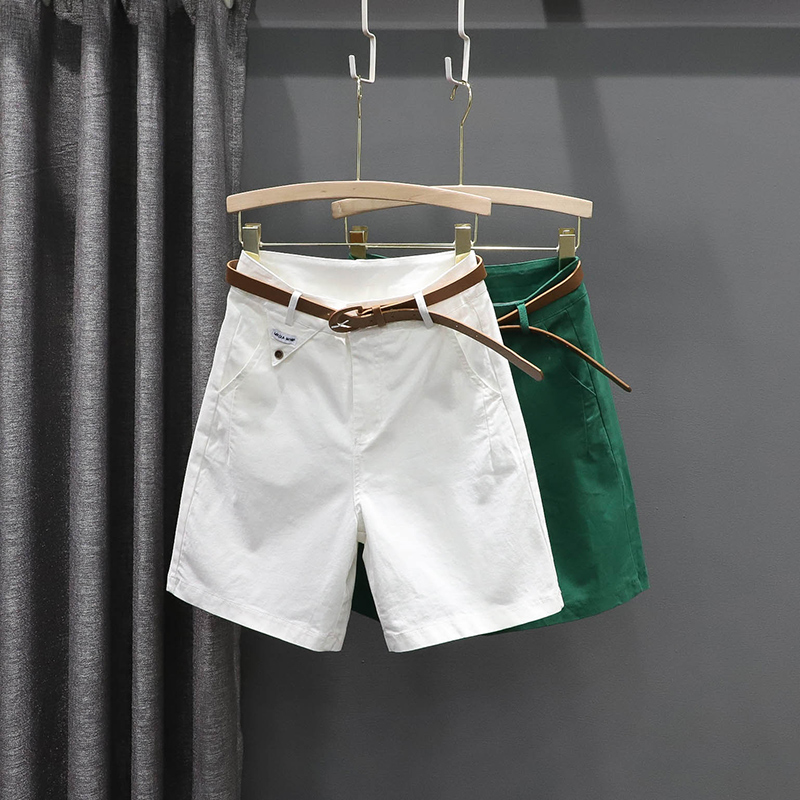 白色休闲牛仔五分裤女夏季新款欧货百搭高腰宽松显瘦阔腿中裤