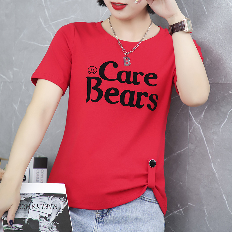 夏季新款圆领时尚设计感小众宽松百搭字母上衣ins潮