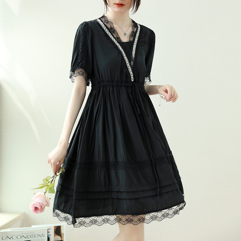 高档蕾丝连衣裙女高级感新款夏季法式茶歇气质仙女中长款裙子