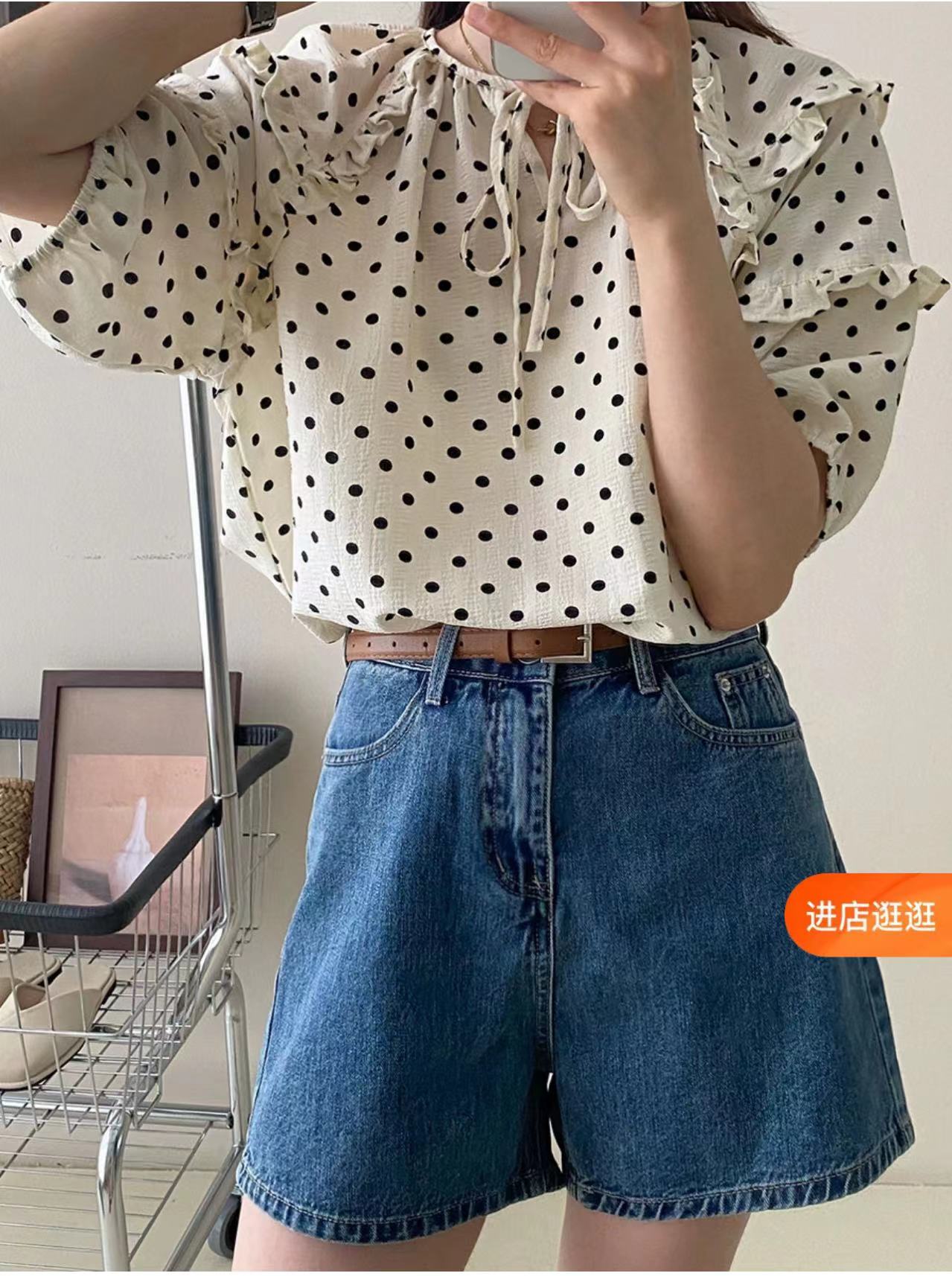 好看的麻纱波点衬衫