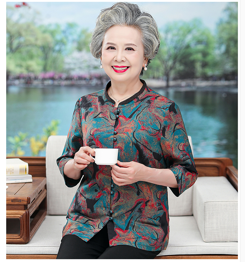中老年女上衣60岁70奶奶春夏装七分袖