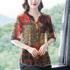 衬衣女装短袖夏季洋气小衫漂亮遮肚子上衣