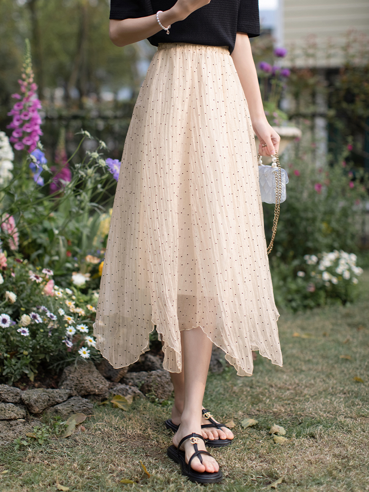 淑女风半身裙女夏季新款高腰仙女风A字裙高腰显瘦裙子女