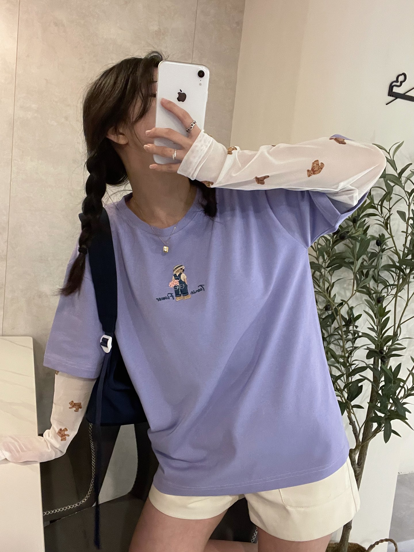 新款圆领短袖刺绣小熊T恤宽松韩版显瘦潮款女