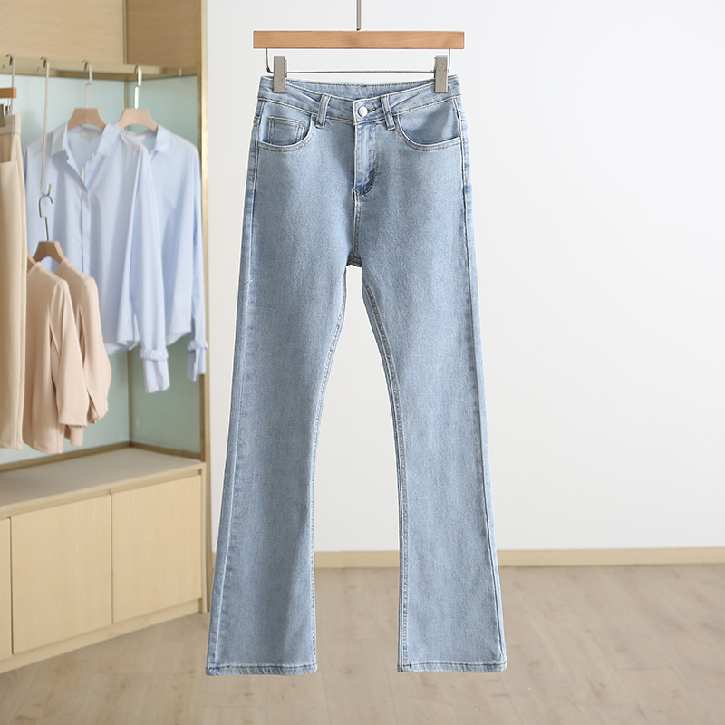 新款纯色修身微喇牛仔裤流行