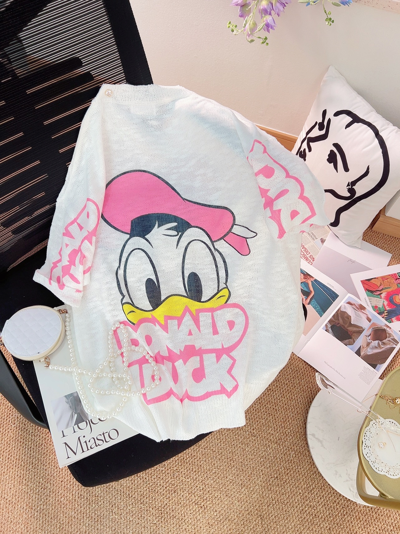 百搭时尚短袖防晒衫套头宽松动漫圆领t恤创意新款夏季