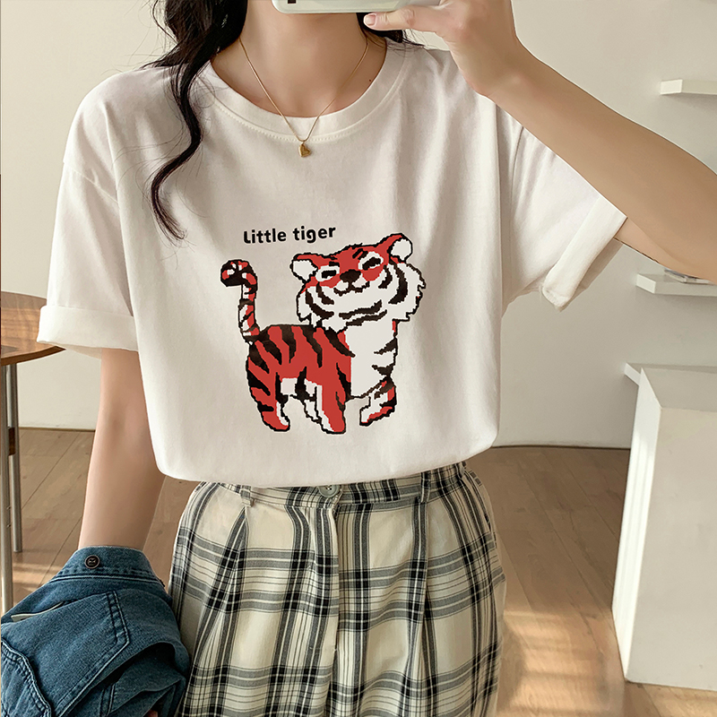 新款洋气百搭纯棉打底衫半袖体恤