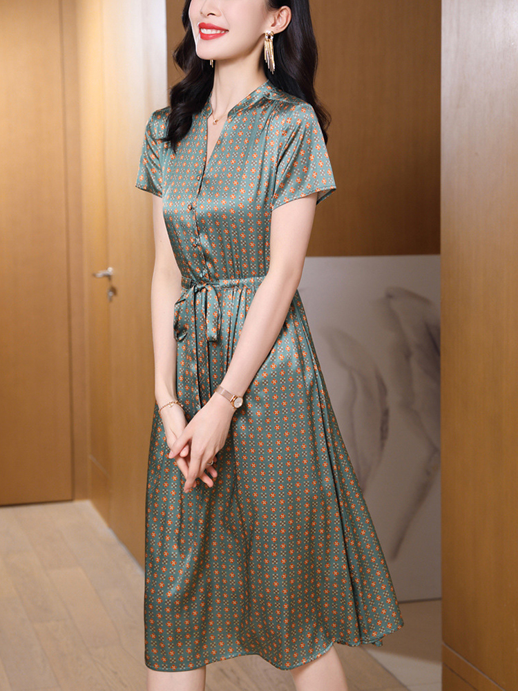 真丝连衣裙女高端新款夏季重磅桑蚕丝设计感小众系带裙