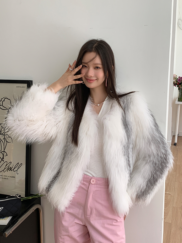 稀有轻奢大理石狐狸毛编织皮草外套女短款显瘦年轻款秋冬裘皮大衣