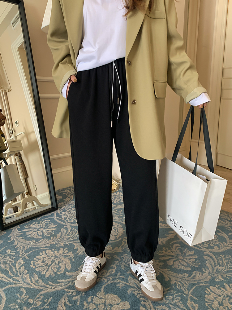 秋季新款高腰显瘦直筒休闲裤胖mm束脚运动卫裤潮