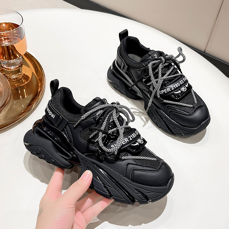 头层真牛皮厚底炸街老爹鞋秋冬女款新款爆款女休闲运动跑步鞋