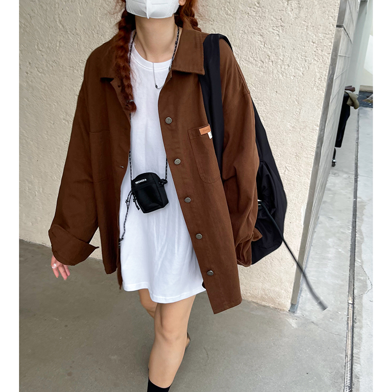 早秋新款宽松衬衣女小众设计感休闲复古港味衬衫长袖防晒别致上衣