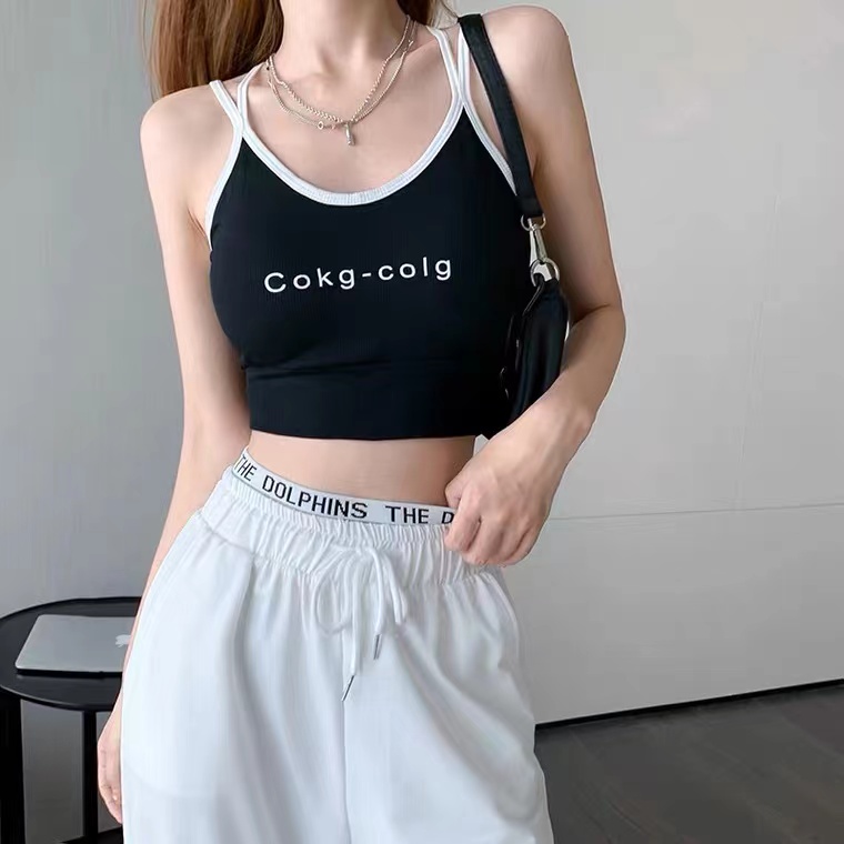 夏季新款性感运动吊带背心女内搭设计感小众外穿无袖短款上衣