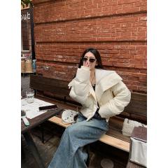 立领短款羽绒服女冬季新款炸街加厚白鸭绒保暖面包服