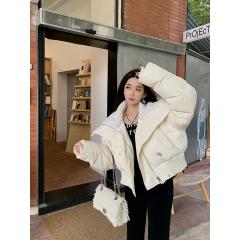 立领短款羽绒服女冬季新款炸街加厚白鸭绒保暖面包服