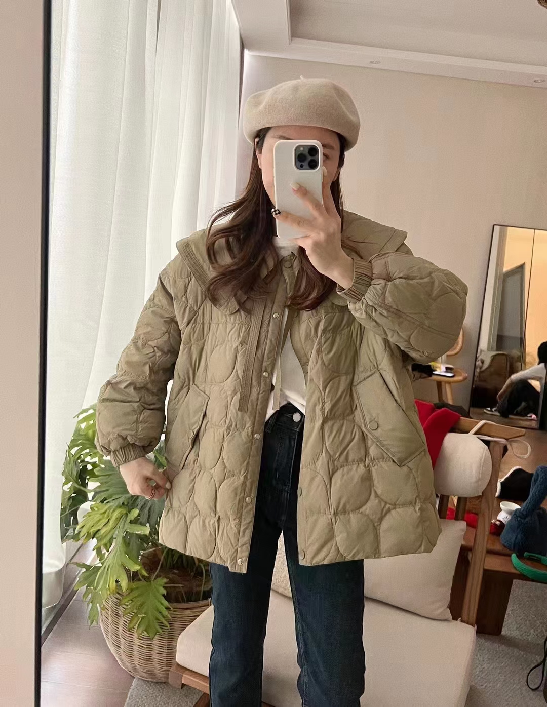 设计感娃娃领短款小个子羽绒服女冬季韩版宽松系带面包服外套