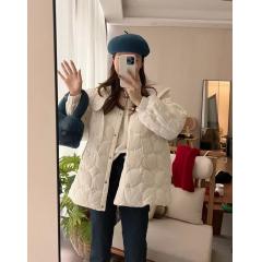 设计感娃娃领短款小个子羽绒服女冬季韩版宽松系带面包服外套