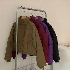 冬季新款立领单排扣纯色舒适保暖羽绒服韩系宽松显瘦短款品质外套