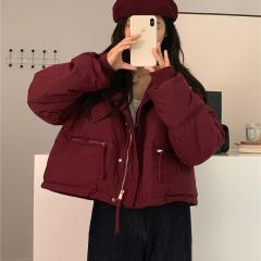 冬季新款立领单排扣纯色舒适保暖羽绒服韩系宽松显瘦短款品质外套