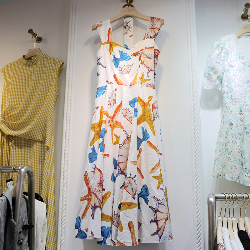 印染无袖连衣裙时尚_女士精品_四季青服装网